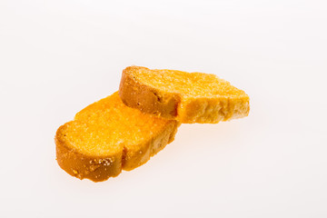 closeup bread on white background