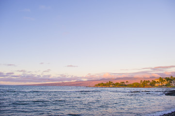 hawaian beach at sunset time