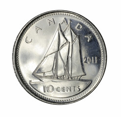 Canadian dime coin - obrazy, fototapety, plakaty