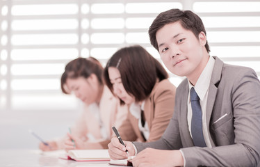 Successful business meeting with a group of people at the office