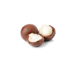 macadamia nuts on white background