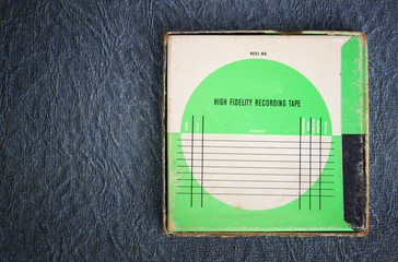 top view of old retro sound recording box with room for text. fi