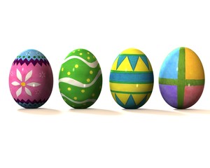 Four colored  eggs for Easter.