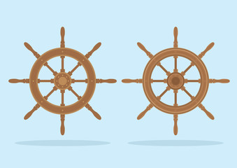 Marine helm, Two styles of steering wheel isolated