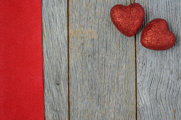 Hearts on Vintage Wood Background for Valentine's Day