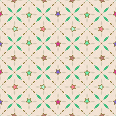 Seamless retro pattern with stars and geometrical elements
