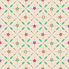 Seamless retro pattern with stars and geometrical elements