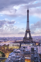 Fototapeta na wymiar Panorama de la ville de Paris avec la Tour Eiffel
