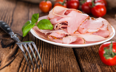 Ham on wooden background