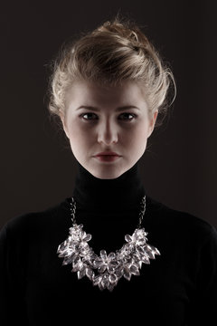 Woman wearing beautiful necklace