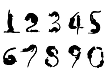 猫のシルエットの数字