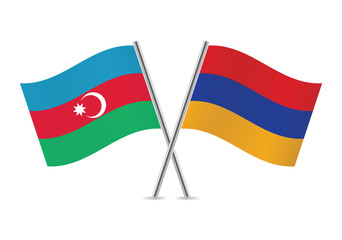 Azerbaijan and Armenian flags. Vector illustration.