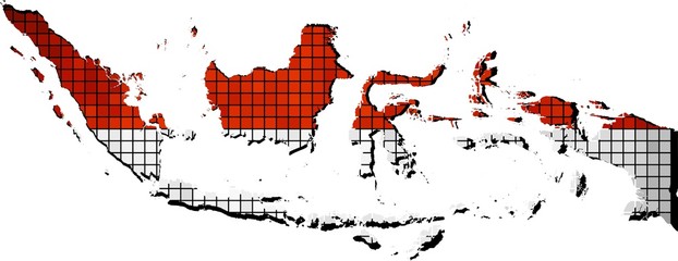 Indonesia map with flag inside
