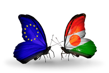 Two butterflies with flags EU and Niger