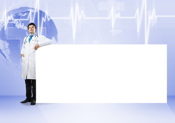 Doctor with banner