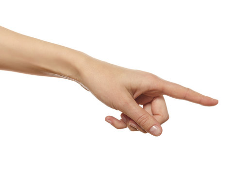 Hand in the gesture of touching, pushing, indicating