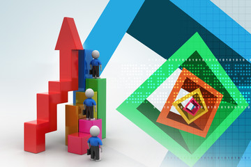Fototapeta premium 3d business people climbing on bar graph