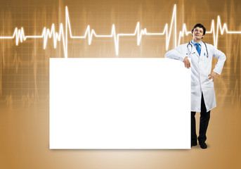 Doctor with banner