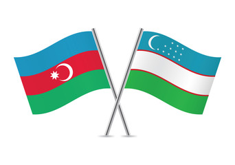 Azerbaijan and Uzbekistan flags. Vector illustration.