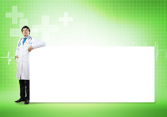 Doctor with banner