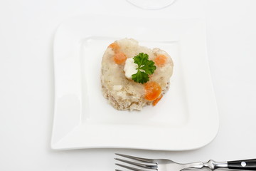 Aspic of chicken with carrots in form of heart