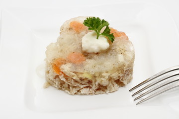 Aspic of chicken with carrots in form of heart