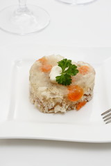 Aspic of chicken with carrots in form of heart