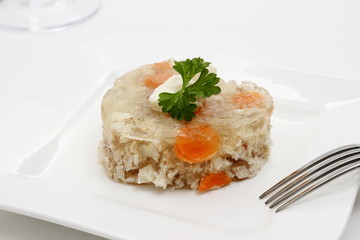 Aspic of chicken with carrots in form of heart