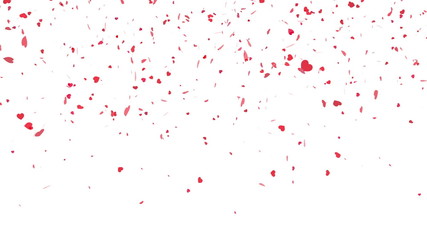 Red heart confetti falling on white background with aplha matte - Powered by Adobe