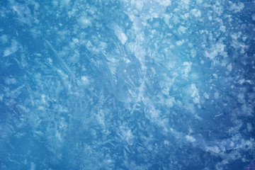 Textured ice blue frozen rink winter background