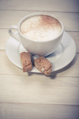 Cup of espresso and biscotti 