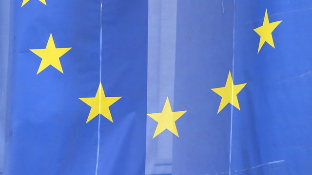 Flag of the European Union waving on the wind