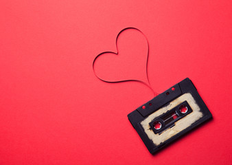 audio cassette with magnetic tape