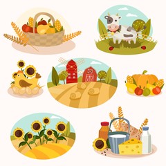 Eco farm flat icons