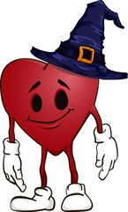 Cartoon heart with witch hat