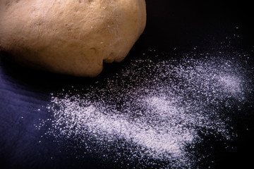 Flour and dough for pie. Toned