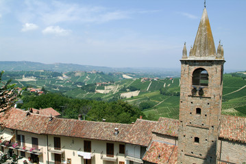 Fototapeta na wymiar View from fort of Serralunga d'Alba