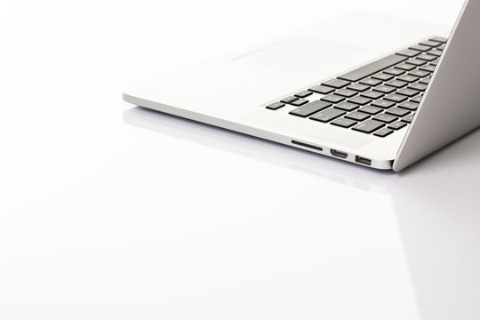 Modern laptop computer on white