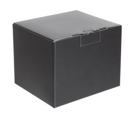 Black cardboard box on a white background