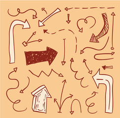 Set of arrows, hand drawn vector illustration.