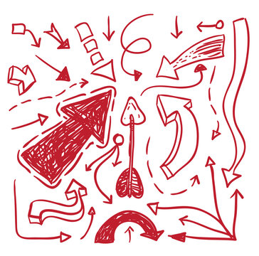 Set of arrows, hand drawn vector illustration.