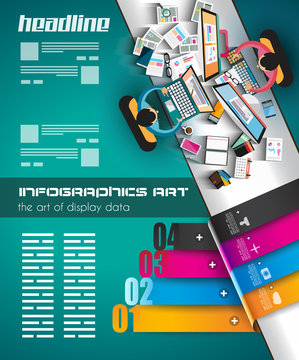 Infographic teamwork and brainsotrming with Flat style