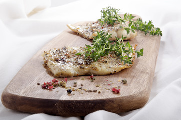 smoked cod with thyme and spices