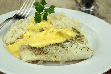 filet de cabillaud, sauce safranée