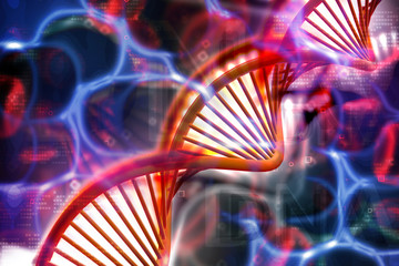 Digital illustration of Dna in abstract background