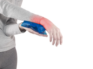 Blue cold gel pack to kill the pain