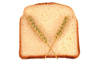 Tranche de pain de mie et épis de blé