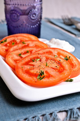 Appetizer of chopped tomatoes