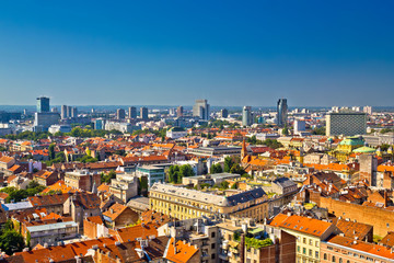 Fototapeta na wymiar Zagreb aerial skyline rooftops view