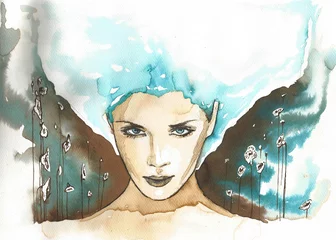 Wanddecoratie Schilderkunst vrouw ijs  © bruniewska